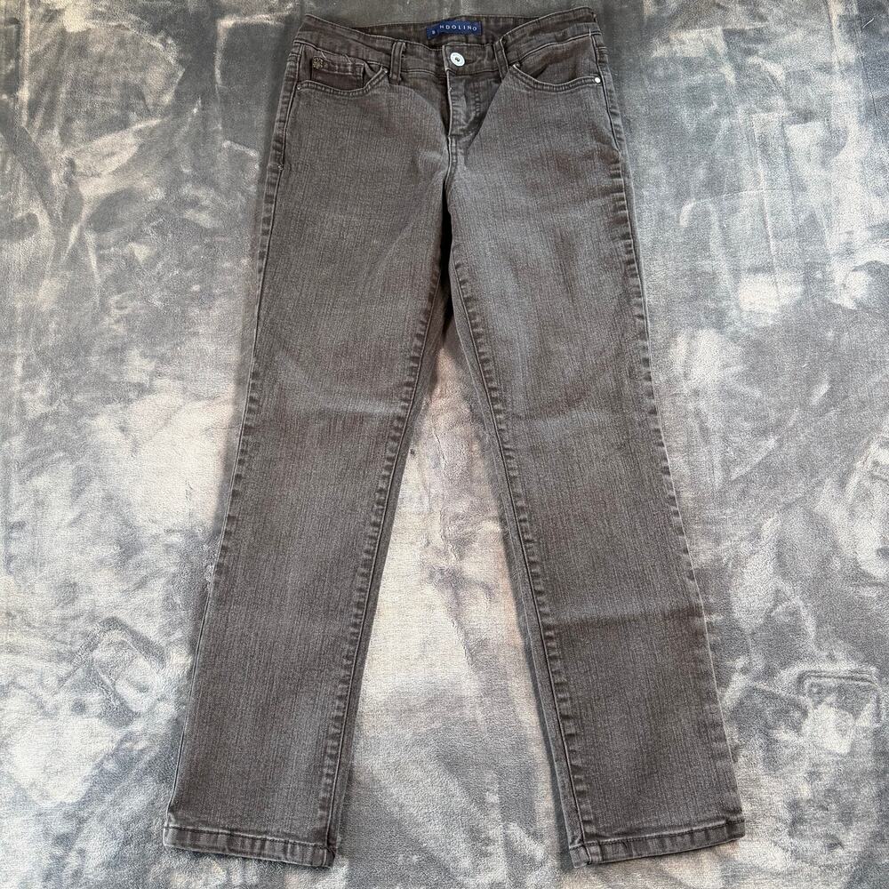 Bandolino Mandie Women's 8P Faded Black Straight Leg Stretch Jeans Petite